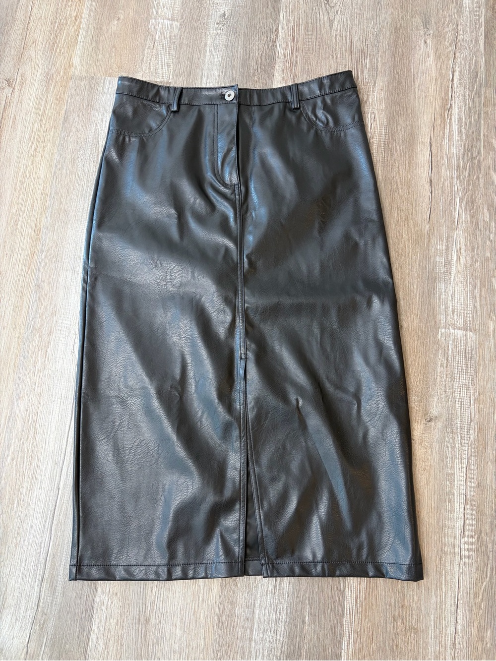 SFERRA Black Faux Leather Midi Pencil Skirt